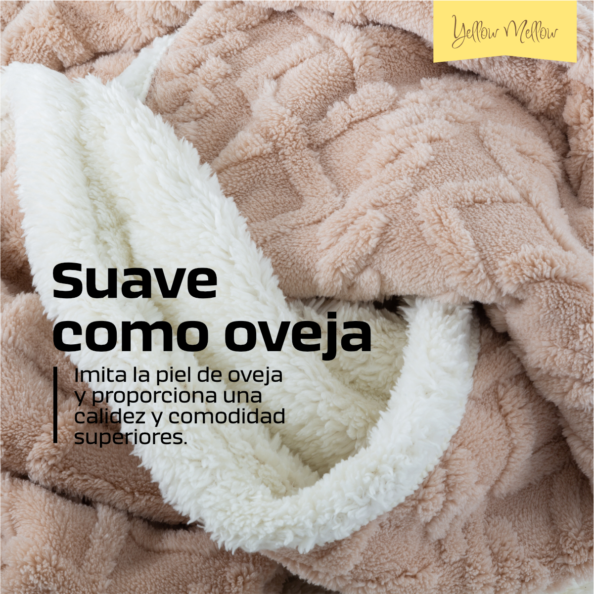 Foto 3 pulgar | Cobija Aborregada con Relieve Yellow Mellow Beige 150 x 100 cm