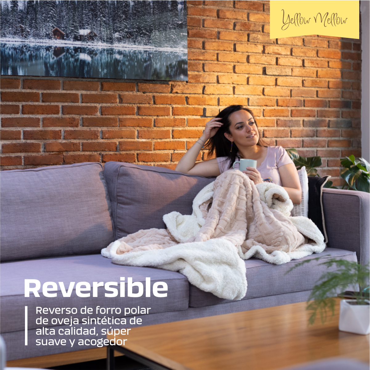 Foto 4 pulgar | Cobija Aborregada con Relieve Yellow Mellow Beige 150 x 100 cm