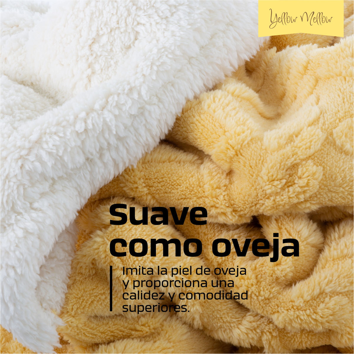 Foto 3 pulgar | Cobija Aborregada con Relieve Yellow Mellow Amarillo 150 x 100 cm