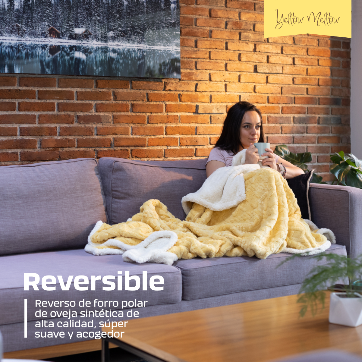 Foto 4 pulgar | Cobija Aborregada con Relieve Yellow Mellow Amarillo 150 x 100 cm