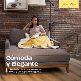 Foto 5 | Cobija Aborregada con Relieve Yellow Mellow Amarillo 150 x 100 cm