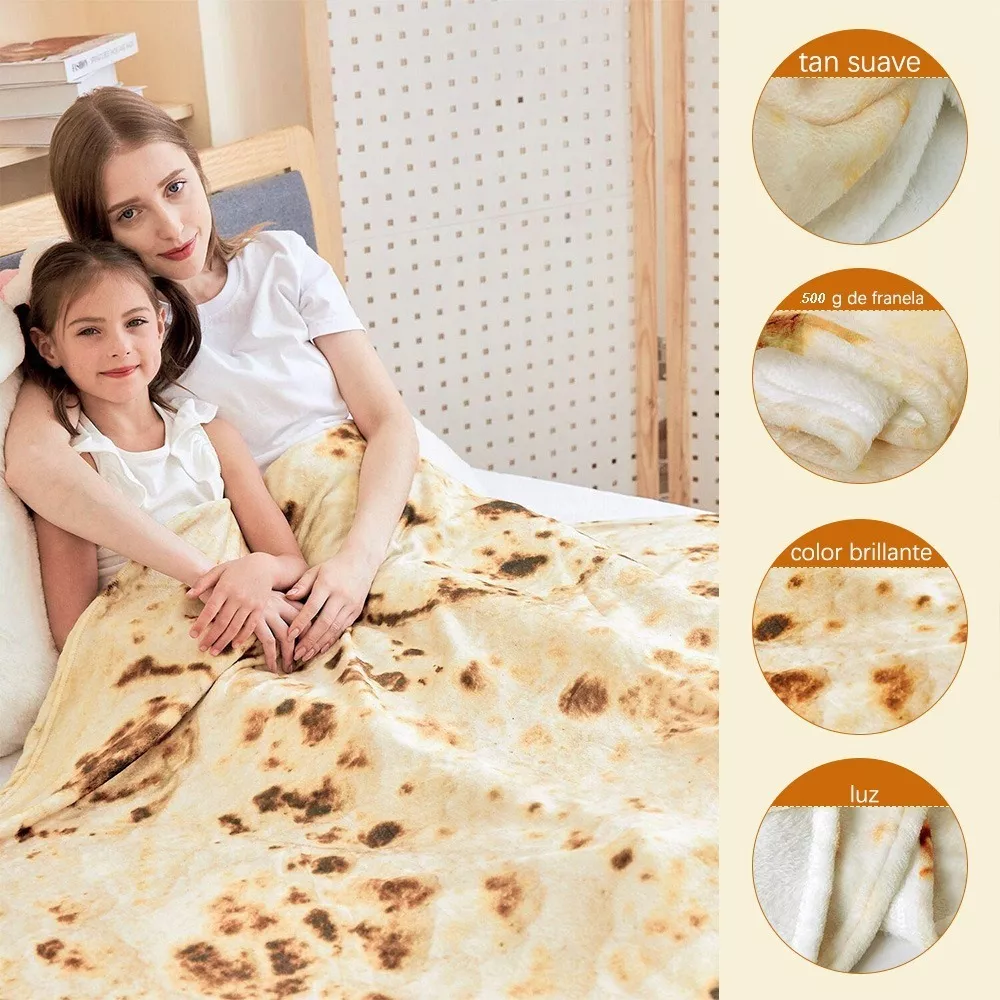 Foto 4 pulgar | Manta de Franela Belug Diseño Tortilla de Burrito color Beige