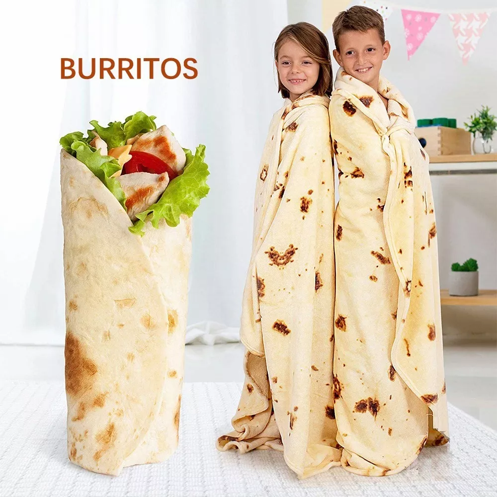 Foto 5 pulgar | Manta de Franela Belug Diseño Tortilla de Burrito color Beige