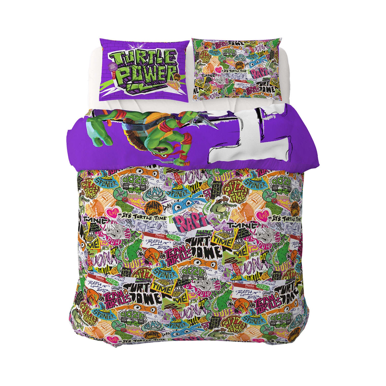 Foto 2 | Edredón Reversible Matrimonial Providencia Tortugas Ninja Multicolor + 2 Fundas
