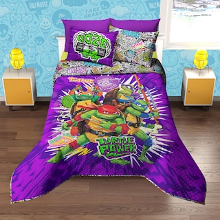 Foto 2 | Edrecolcha Reversible Matrimonial Providencia Tortugas Ninja color Púrpura + 2 Fundas