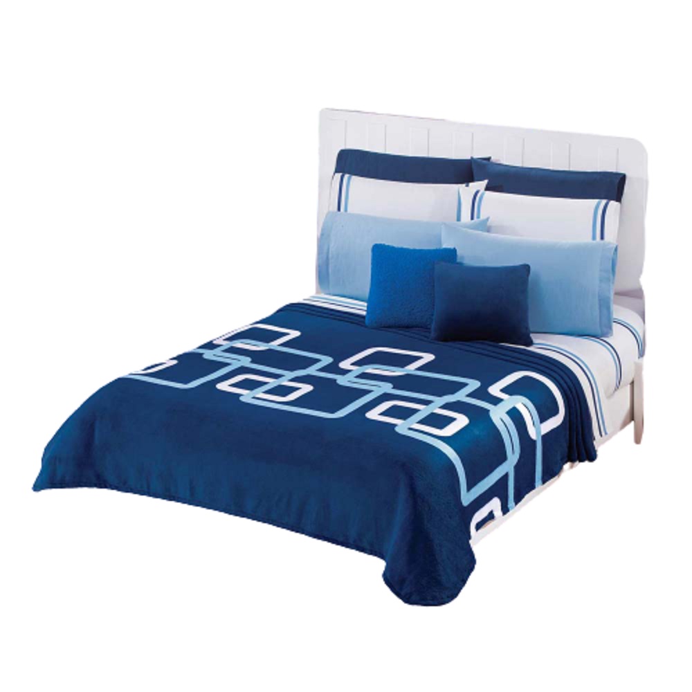 Cobertor Ultrasuave Edimburgo Cama Matrimonial Azul Concord