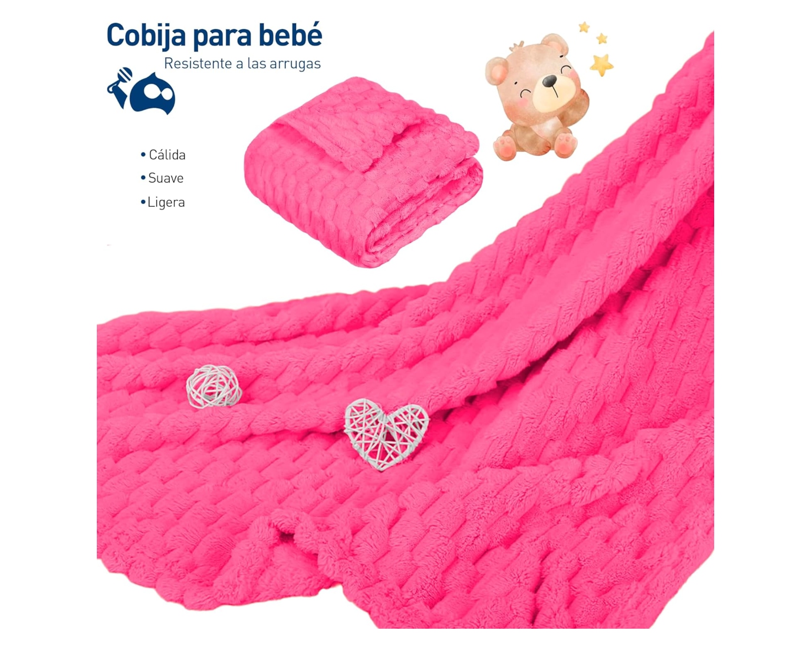 Foto 2 | Cobija de Franela Bluelander CBHH-0020 Rosa Poliéster 117 X 83 cm