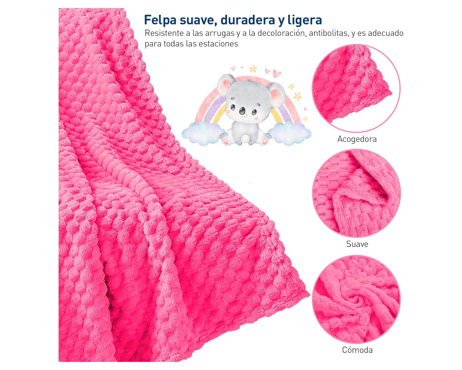 Foto 4 pulgar | Cobija de Franela Bluelander CBHH-0020 Rosa Poliéster 117 X 83 cm