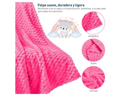 Foto 3 | Cobija de Franela Bluelander CBHH-0020 Rosa Poliéster 117 X 83 cm