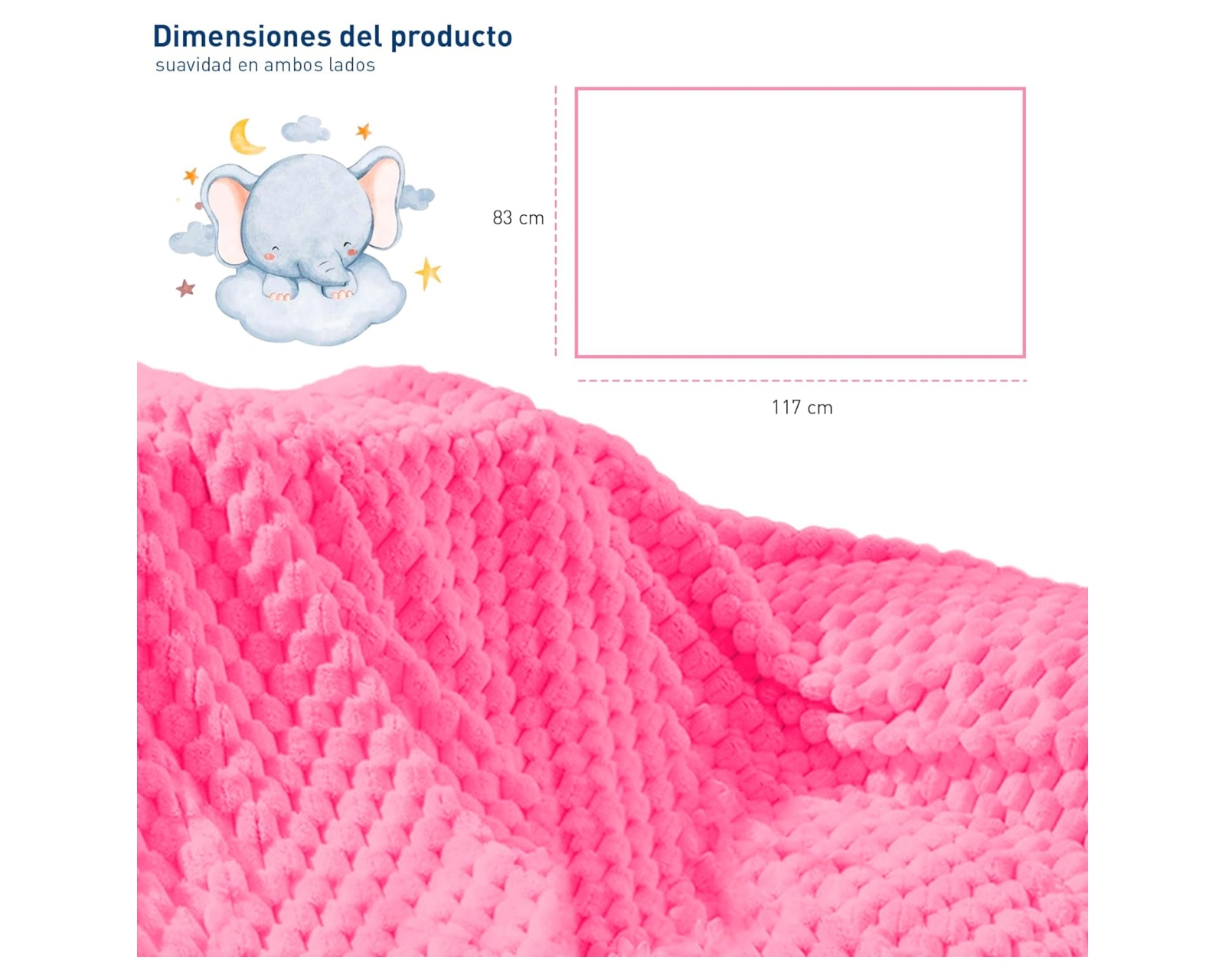 Foto 5 | Cobija de Franela Bluelander CBHH-0020 Rosa Poliéster 117 X 83 cm