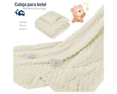 Foto 3 | Cobija de Franela Bluelander CBHH-0010 Beige Poliéster 117 X 83 cm