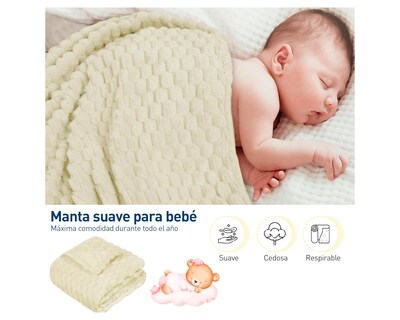 Foto 4 | Cobija de Franela Bluelander CBHH-0010 Beige Poliéster 117 X 83 cm