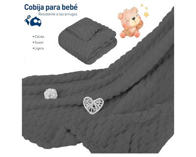 Foto 2 | Cobija de Franela Bluelander CBHH-0014 Gris Poliéster 117 X 83 cm