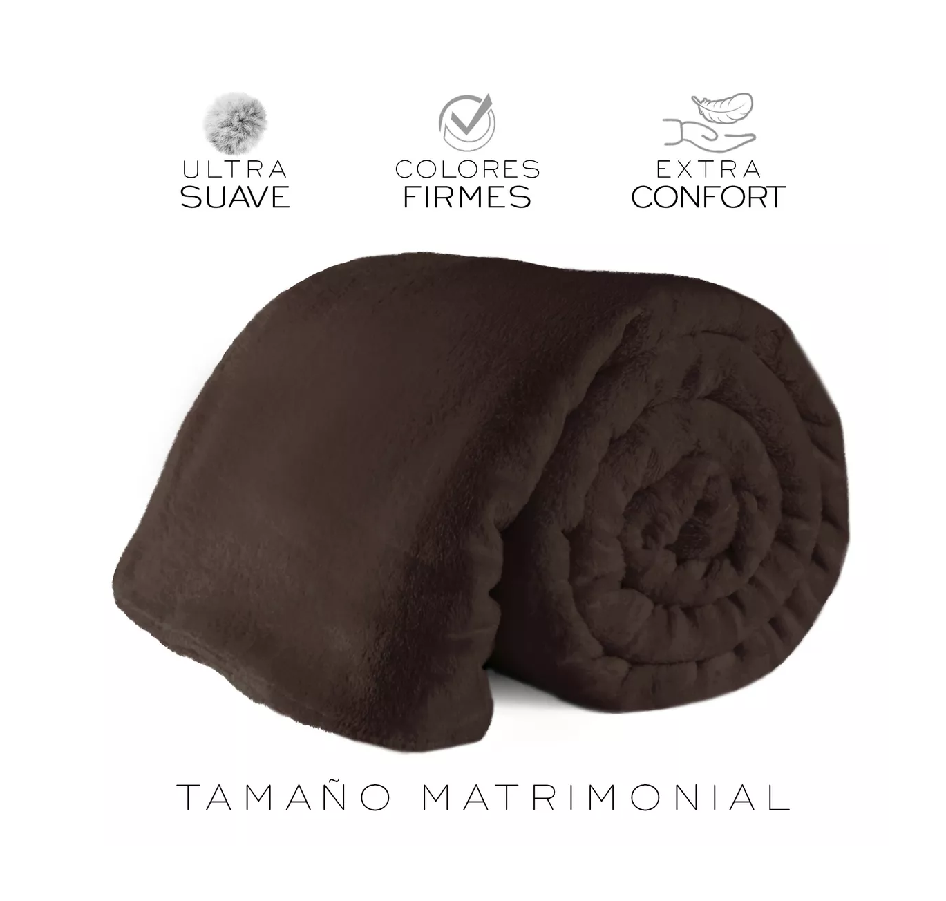 Foto 3 pulgar | Frazada ,cobija Supersuave Calientita, Matrimonial Color Chocolate