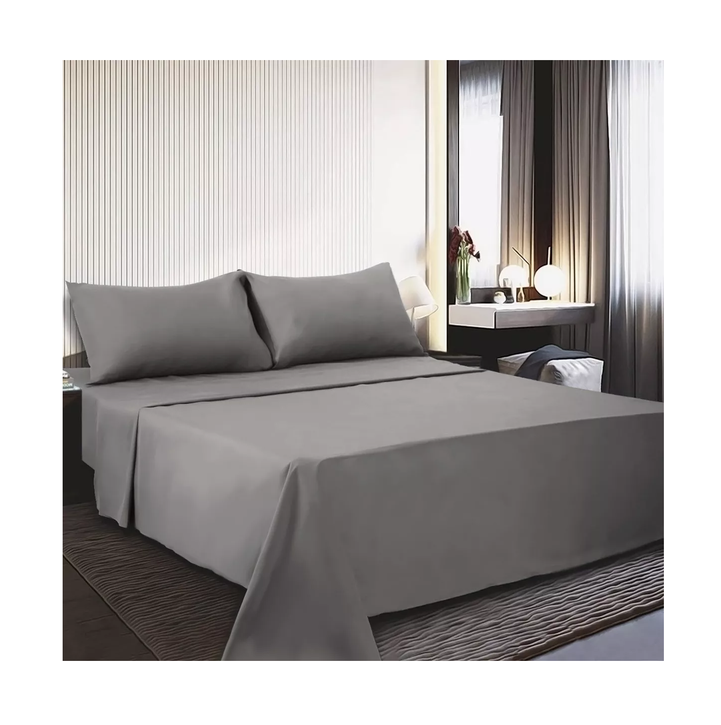 Foto 4 | Juego de Sábanas Queen Size Belug 4 Piezas Gris Oscuro