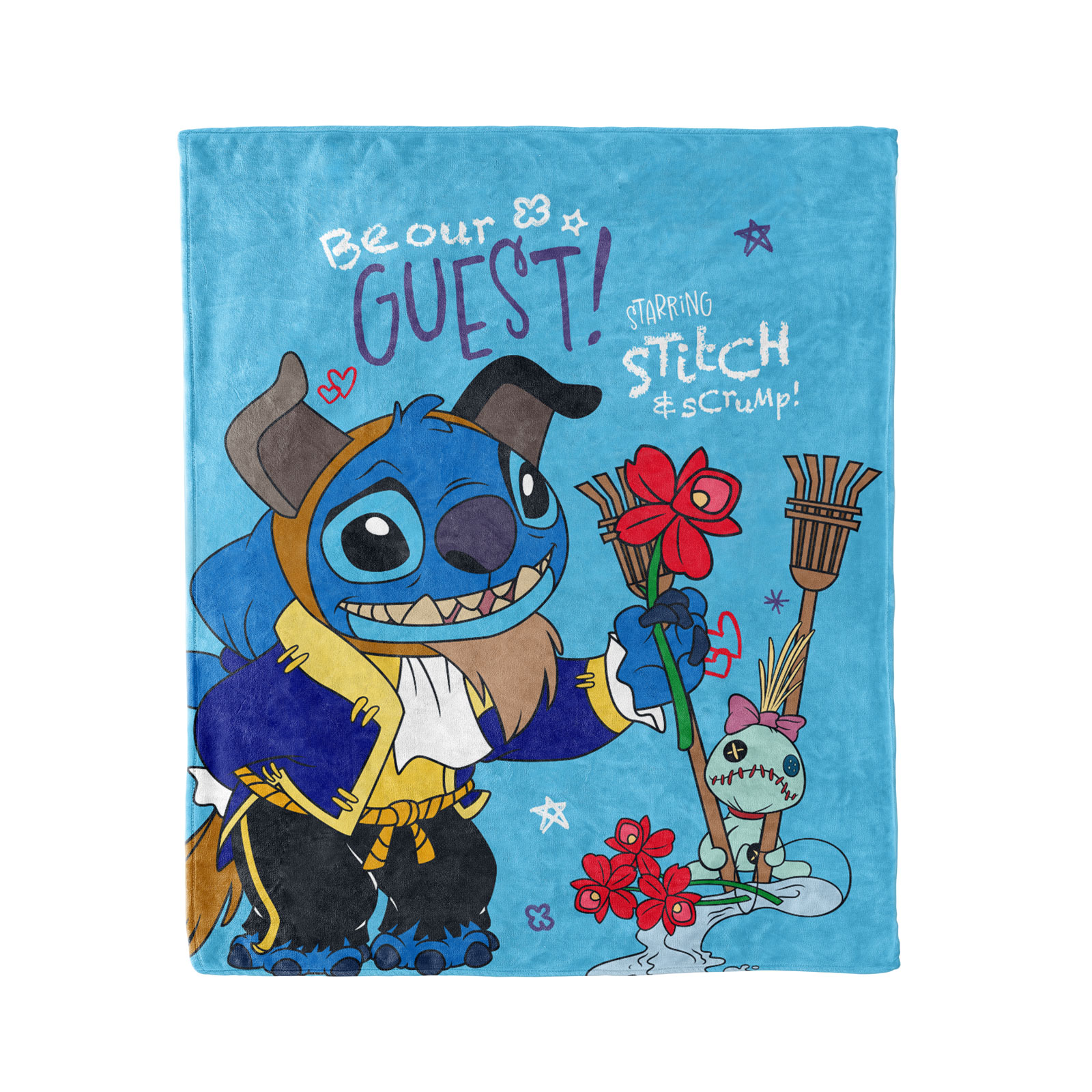 Frazada Providencia Stitch Flores Azul