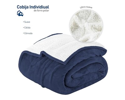 Foto 2 | Cobija Individual Bluelander Azul Marino Ultrasuave Calidad Premium Afelpado Tipo Borrego 150 x 200 cm