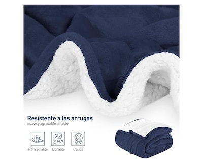 Foto 4 | Cobija Individual Bluelander Azul Marino Ultrasuave Calidad Premium Afelpado Tipo Borrego 150 x 200 cm