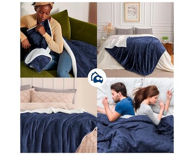 Foto 5 | Cobija Individual Bluelander Azul Marino Ultrasuave Calidad Premium Afelpado Tipo Borrego 150 x 200 cm