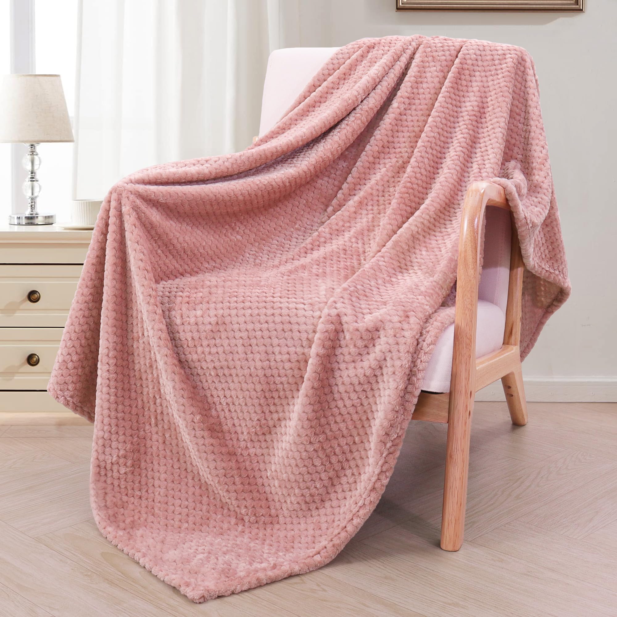 Manta Exclusiva Mezcla Waffle Textured Dusty Pink 13 - Venta Internacional.