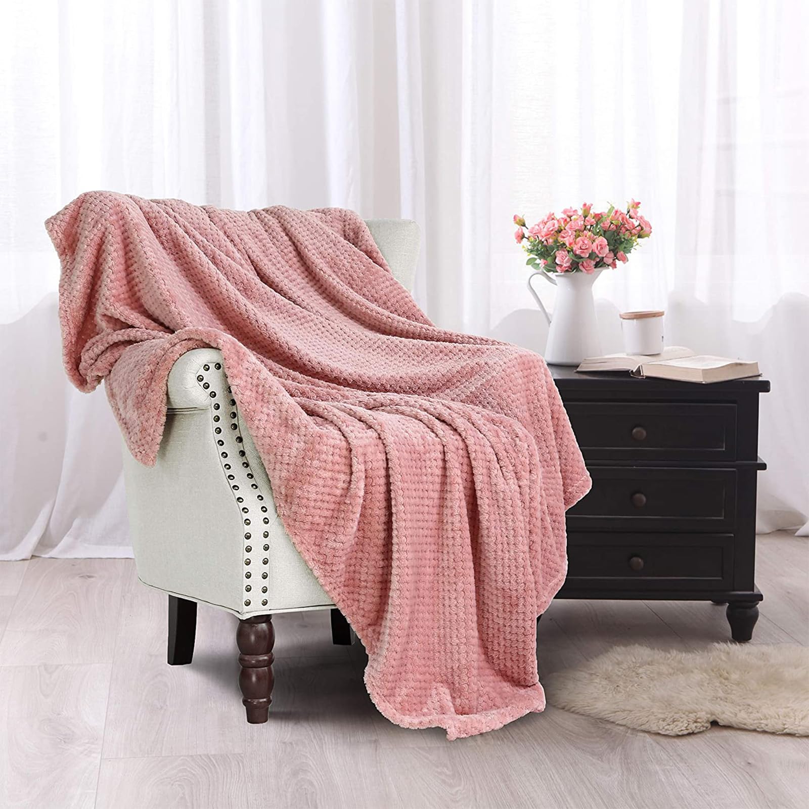 Foto 3 pulgar | Manta Exclusiva Mezcla Waffle Textured Dusty Pink 13 - Venta Internacional.