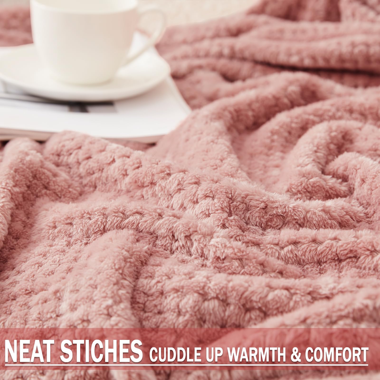Foto 4 pulgar | Manta Exclusiva Mezcla Waffle Textured Dusty Pink 13 - Venta Internacional.