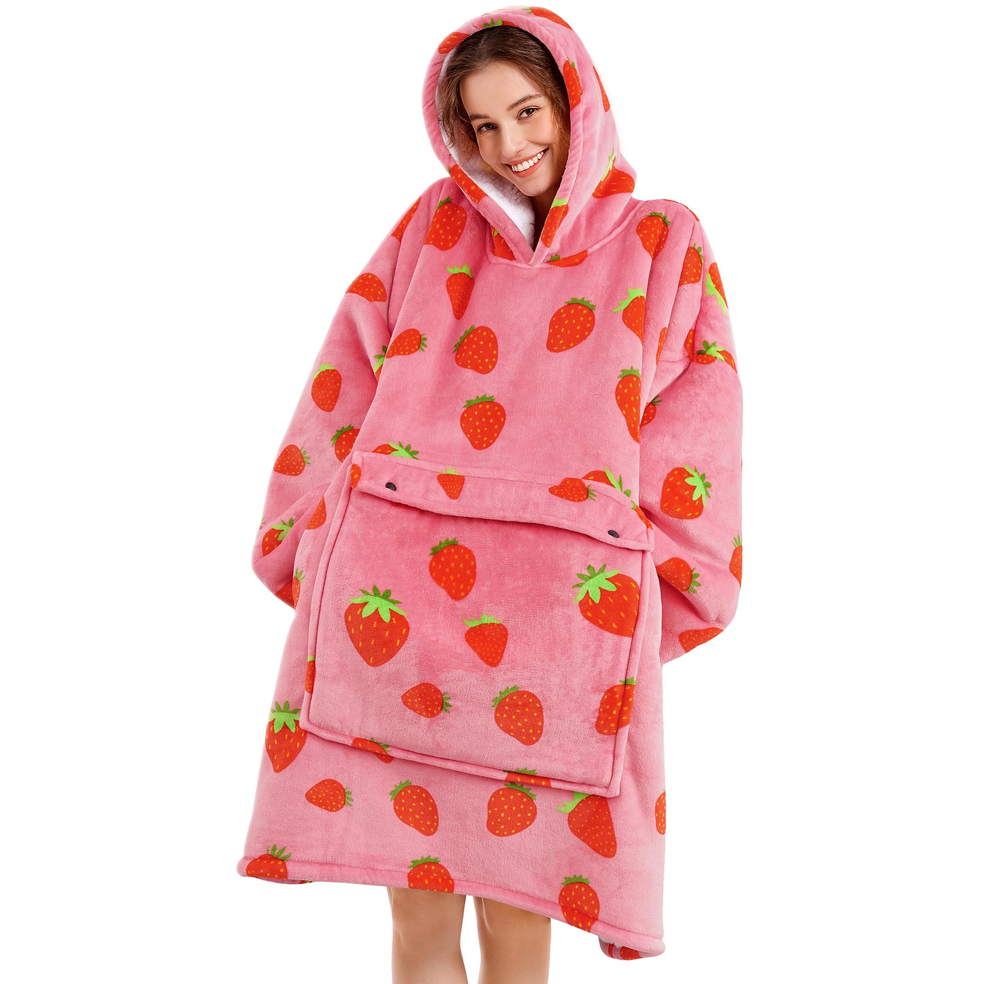 Sudadera Con Capucha Extragrande Narecte Strawberry Para Mujer - Venta Internacional.