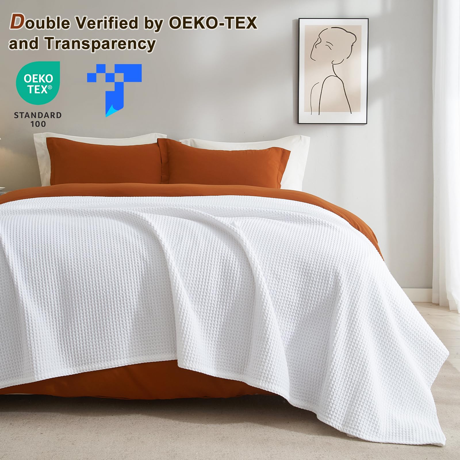 Foto 4 pulgar | Manta Phf Waffle Weave, 100% Algodón, Tamaño Queen, 230 X 230 Cm De Ancho - Venta Internacional.