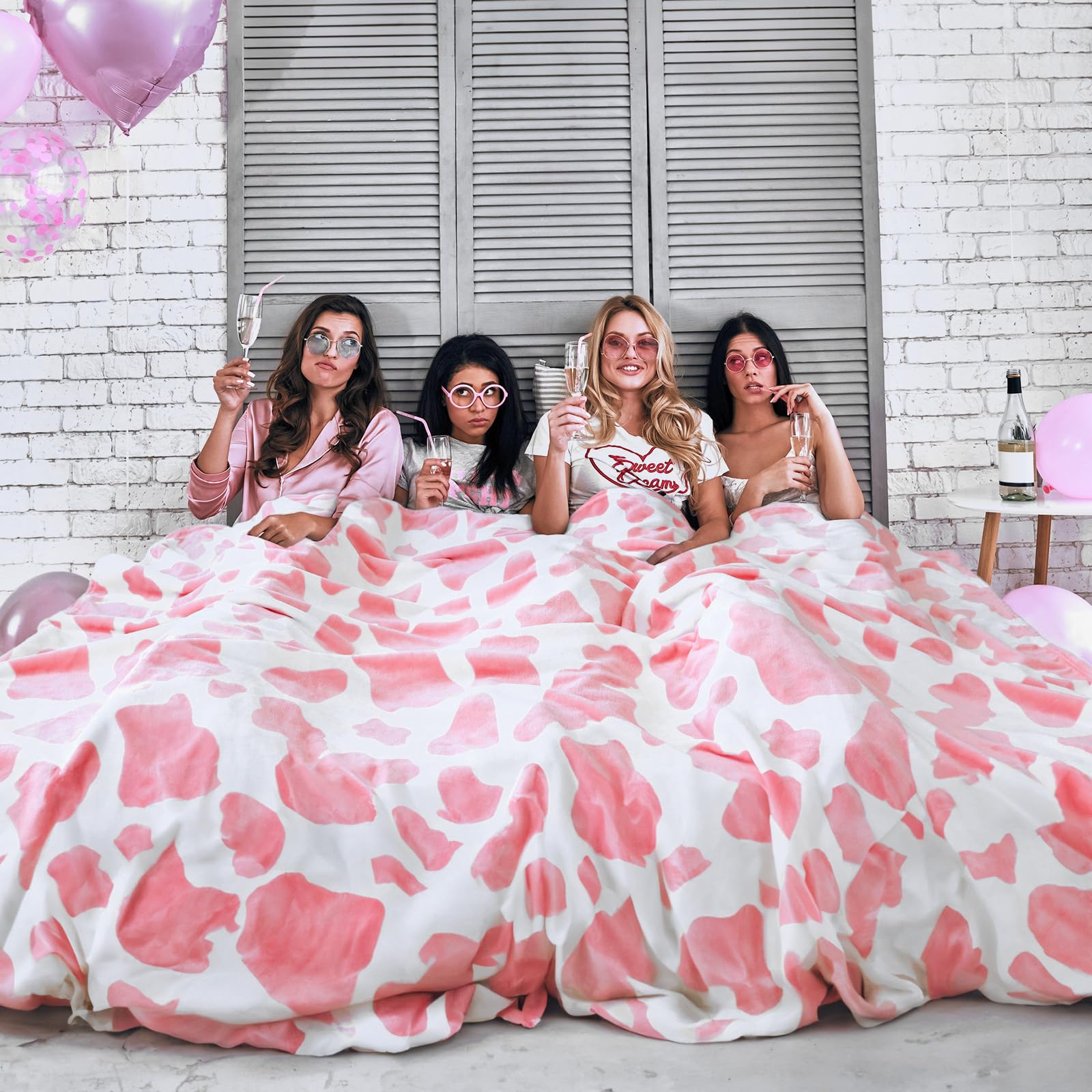 Foto 3 pulgar | Manta Hseec Con Bonito Estampado De Vacas Y Fresas, 130 X 150 Cm - Venta Internacional.