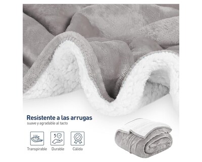 Foto 4 | Cobija Matrimonial Bluelander color Perla con Afelpado Tipo Borrego 180x200 cm