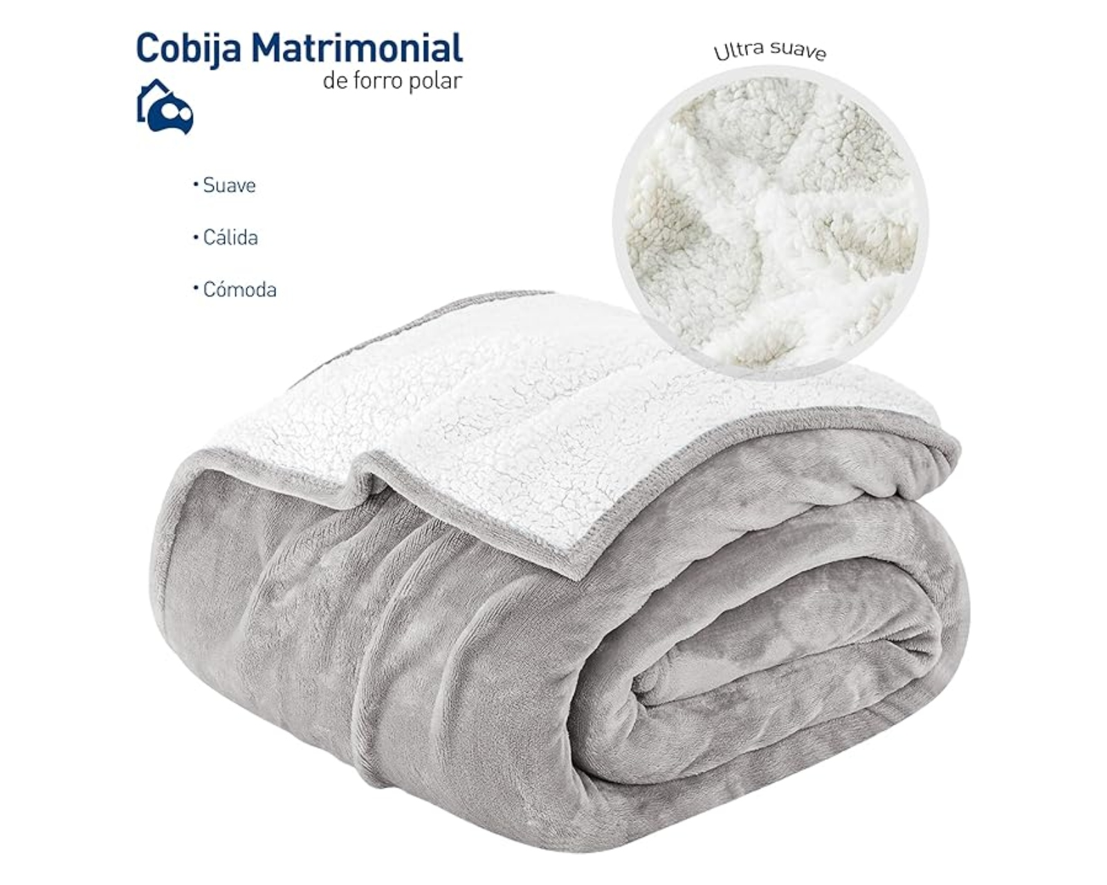 Foto 2 | Cobija Matrimonial Bluelander color Gris
