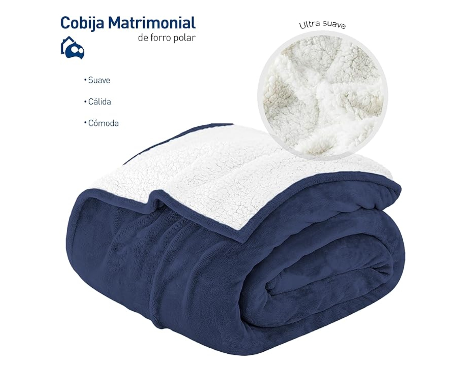 Foto 3 pulgar | Cobija Bluelander CBHH-0443 Azul Marino Matrimonial