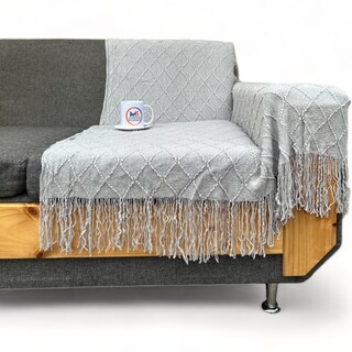 Foto 1 | Manta Decorativa Acrílica Tejida Con Flecos Rombo 127x172c - Venta Internacional.