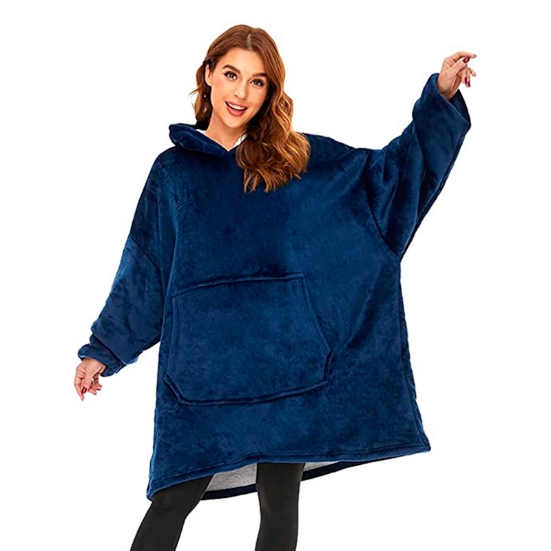 Foto 3 pulgar | Manta Polar Con Capucha Azul Para Invierno, Talla Única - Venta Internacional.