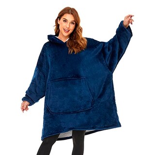 Foto 2 | Manta Polar Con Capucha Azul Para Invierno, Talla Única - Venta Internacional.