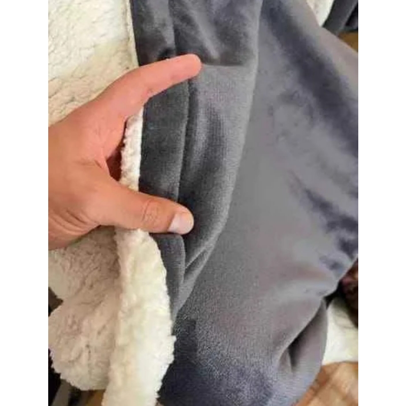 Manta Térmica Polar Sherpa Para 2 Asientos, Color Gris, 230 Cm X 250 Cm - Venta Internacional.