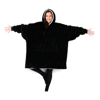 Foto 1 | Manta De Forro Polar Con Capucha, Felpa Negra, Talla Única - Venta Internacional.
