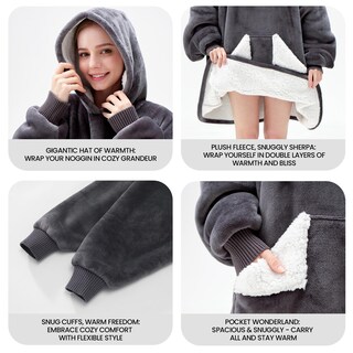 Foto 3 | Manta Portátil Con Capucha Touchat, Gran Tamaño, Sherpa, Gris, Para Adultos - Venta Internacional.