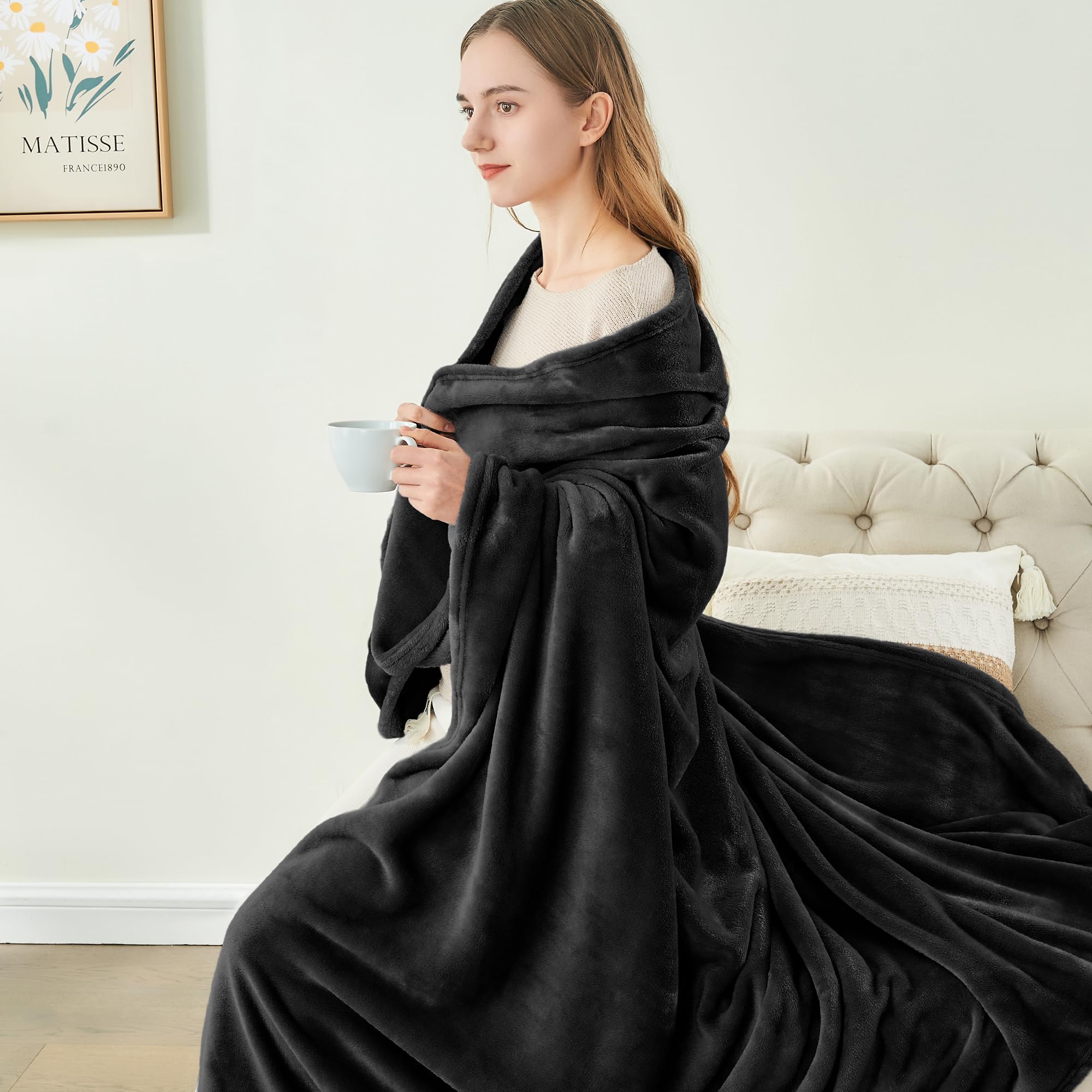 Foto 4 | Manta Polar Bedelite Negra De 150 X 200 Cm, Supersuave Y Cálida - Venta Internacional.