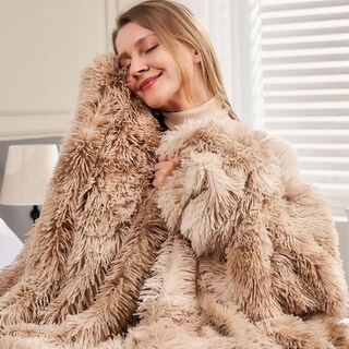 Foto 3 | Manta Gonaap De Piel Sintética Borrosa Teñida Con Efecto Anudado, Color Beige, Supersuave - Venta Internacional.