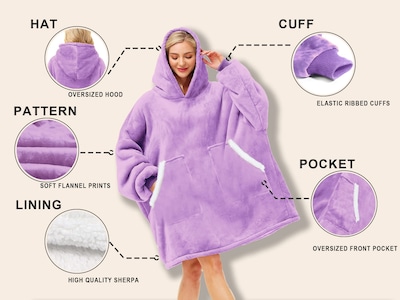 Foto 3 | Sudadera Con Capucha Kipswiza Sherpa Wearable Fleece Púrpura - Venta Internacional.
