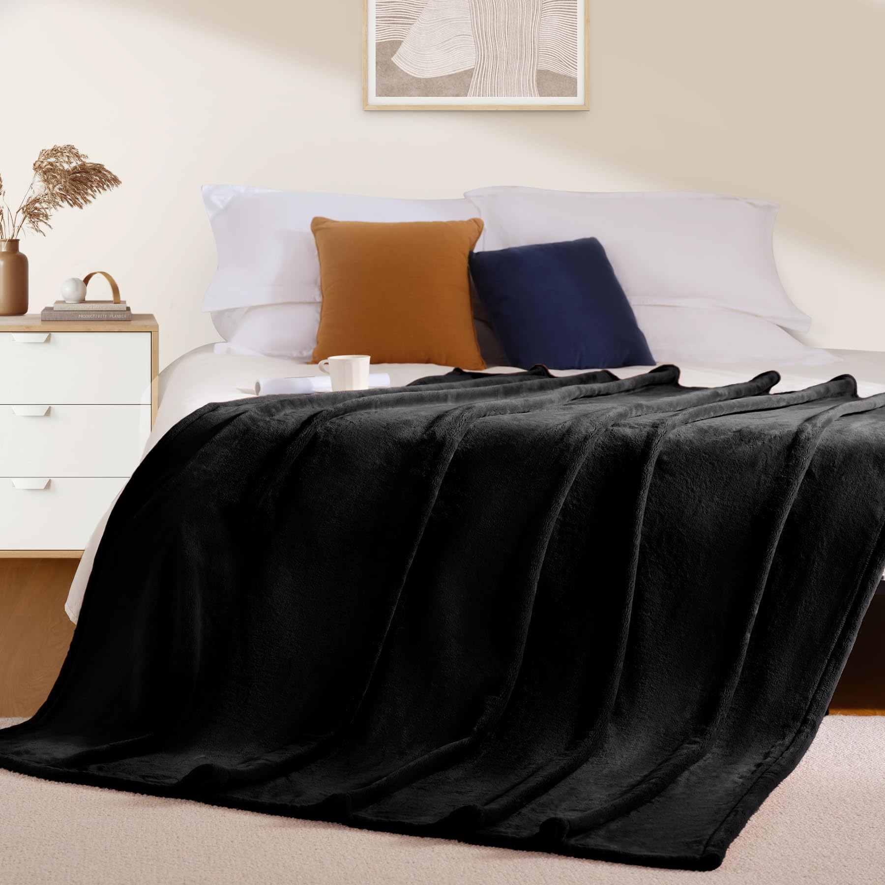 Foto 4 pulgar | Manta Beautex De Forro Polar, Talla Queen, Franela Supersuave, Negra - Venta Internacional.