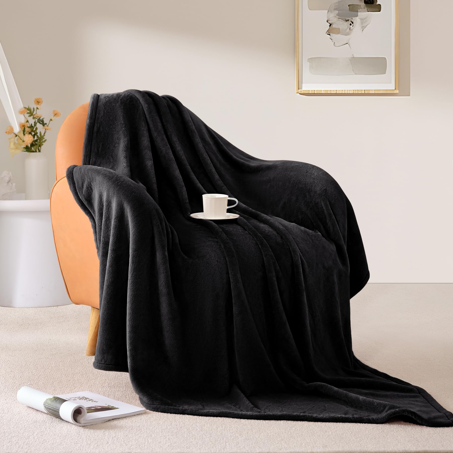 Foto 4 | Manta Beautex De Forro Polar, Talla Queen, Franela Supersuave, Negra - Venta Internacional.