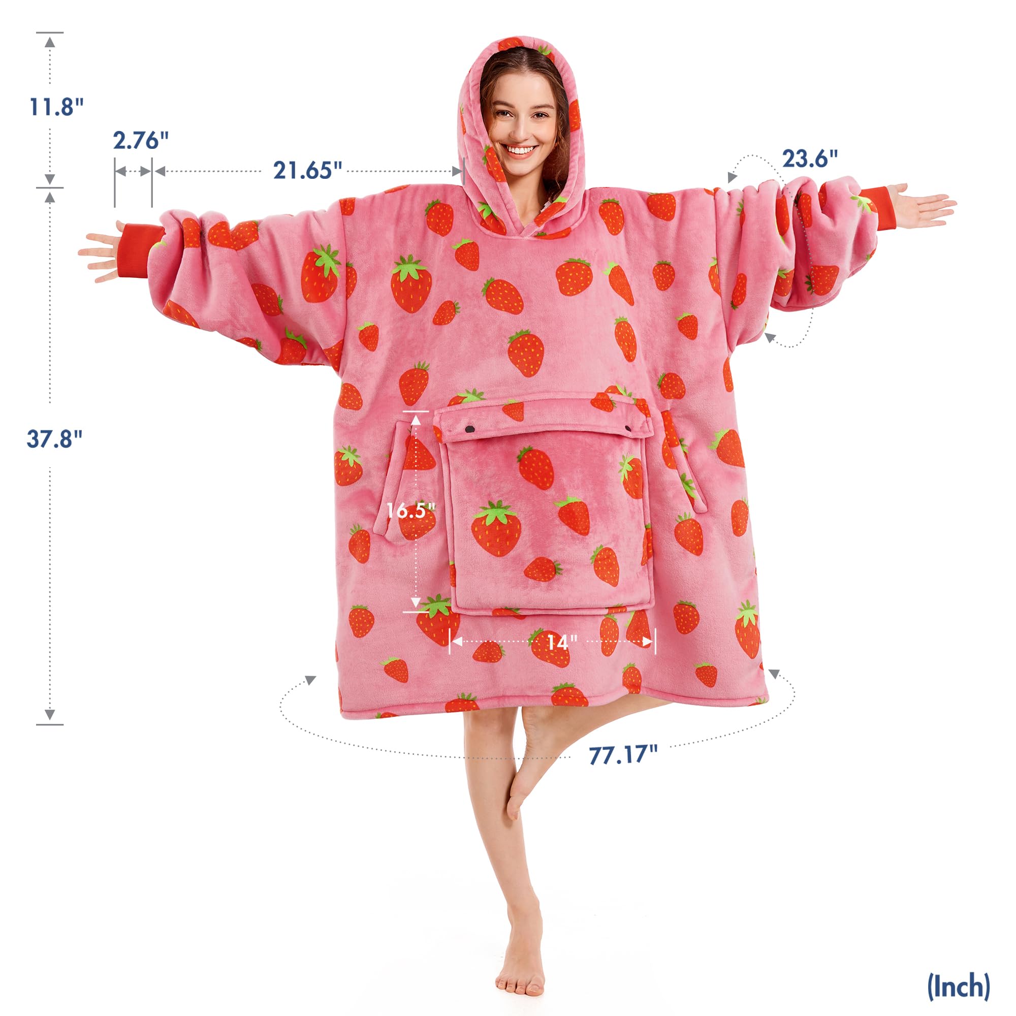 Foto 4 | Sudadera Con Capucha Narecte Oversize Strawberry Para Adultos - Venta Internacional.