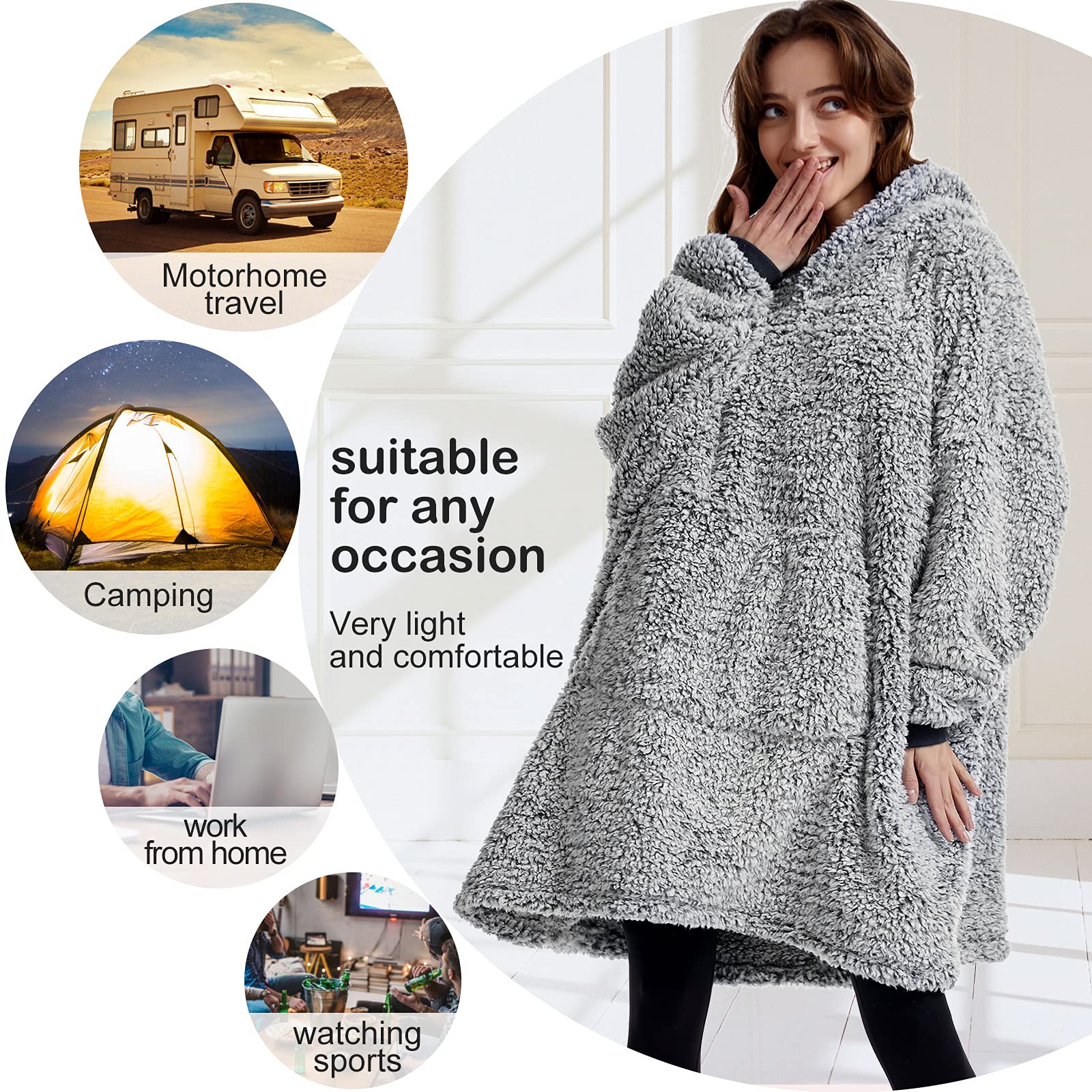 Foto 4 pulgar | Sudadera Portátil Con Capucha Horimote Home Cozy Sherpa Para Adultos - Venta Internacional.