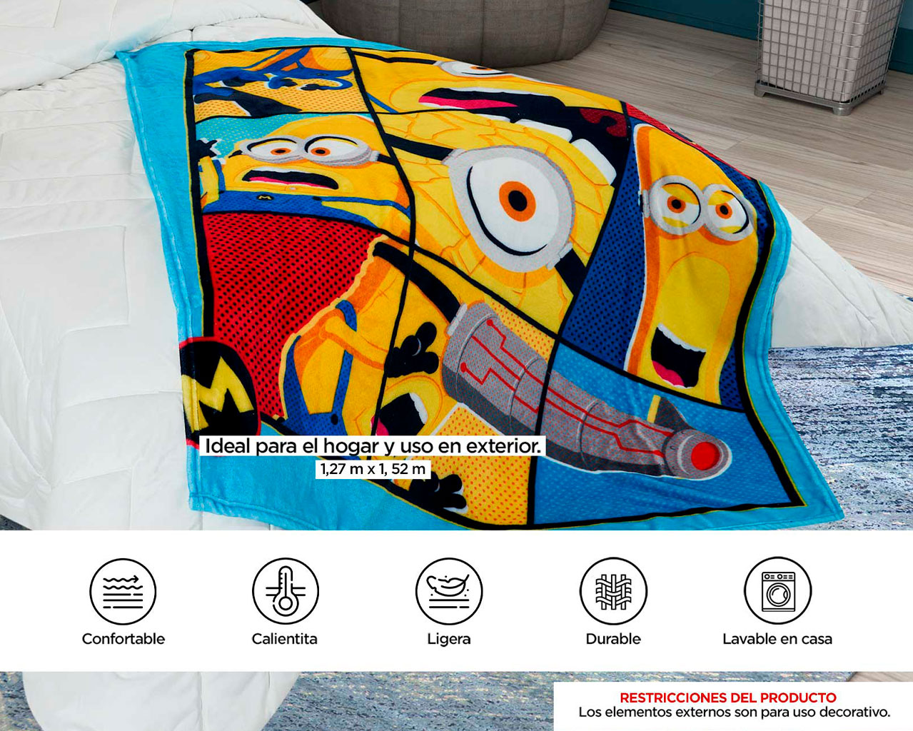 Foto 7 pulgar | Cobertor Frazada Minions Puzzle