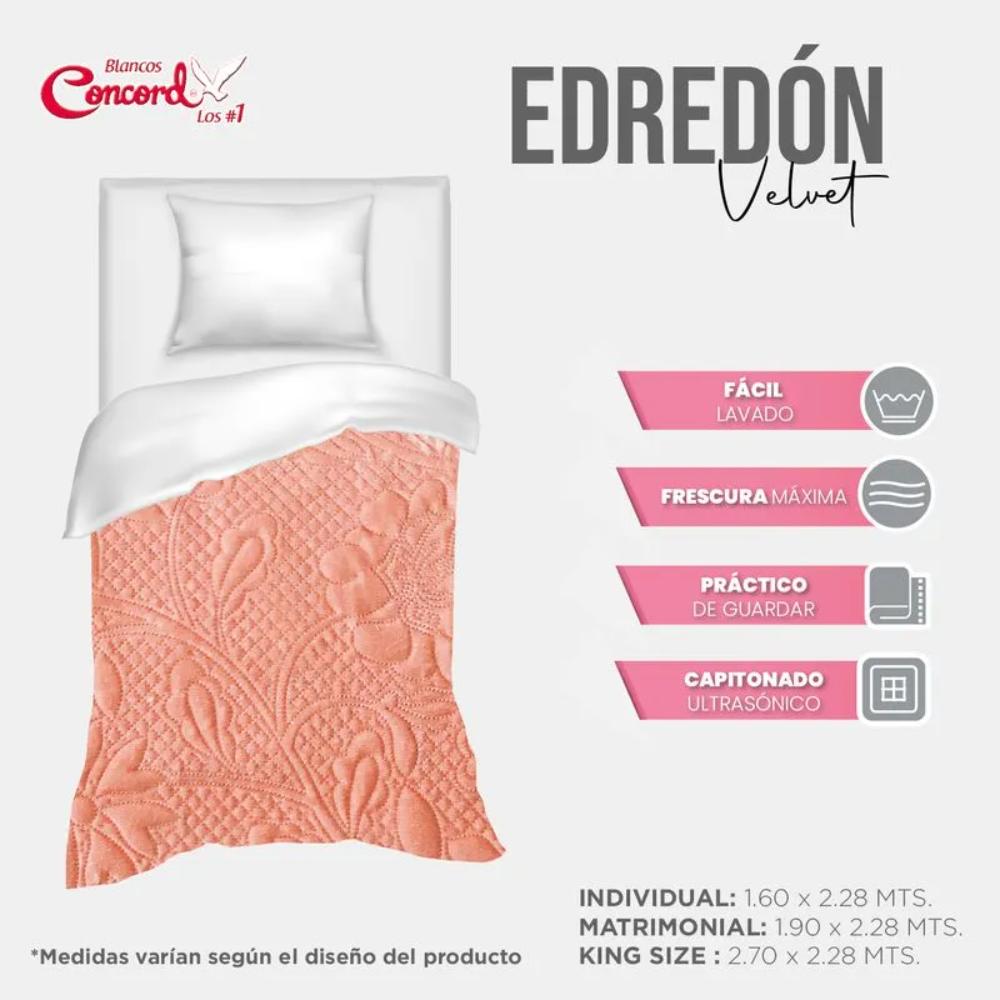 Foto 7 pulgar | Edredon Con Funda Neo Velvet Coral Individual Concord