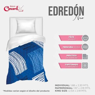 Foto 6 | Edredon Ligero Neo Lugano 2v Azul King Size Xl Concord