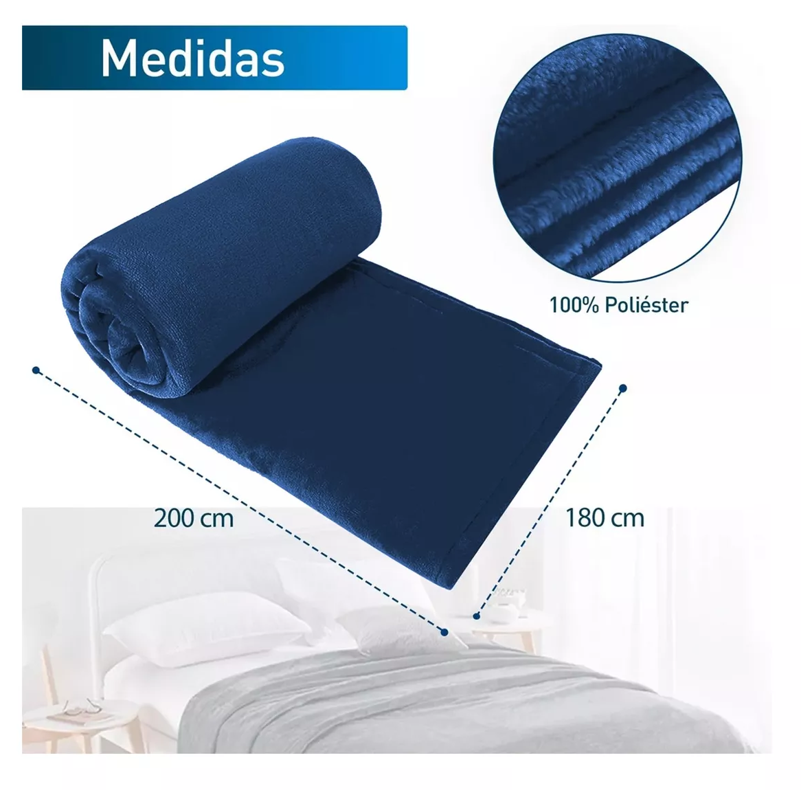 Foto 5 | Cobija Matrimonial Cobertor Frazada Suave Cómoda Y Calientita  Azul Marino