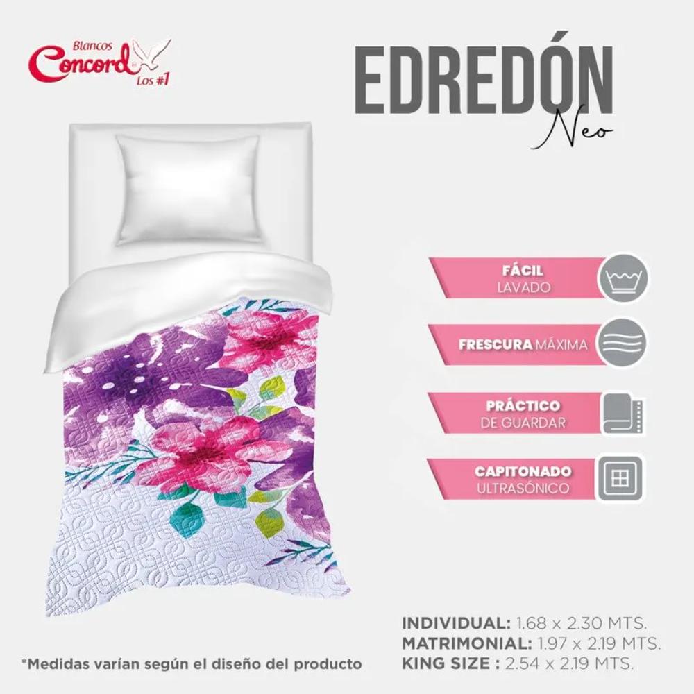 Foto 7 pulgar | Edredon Pinsonic Neo Bloom Individual Blanco Concord
